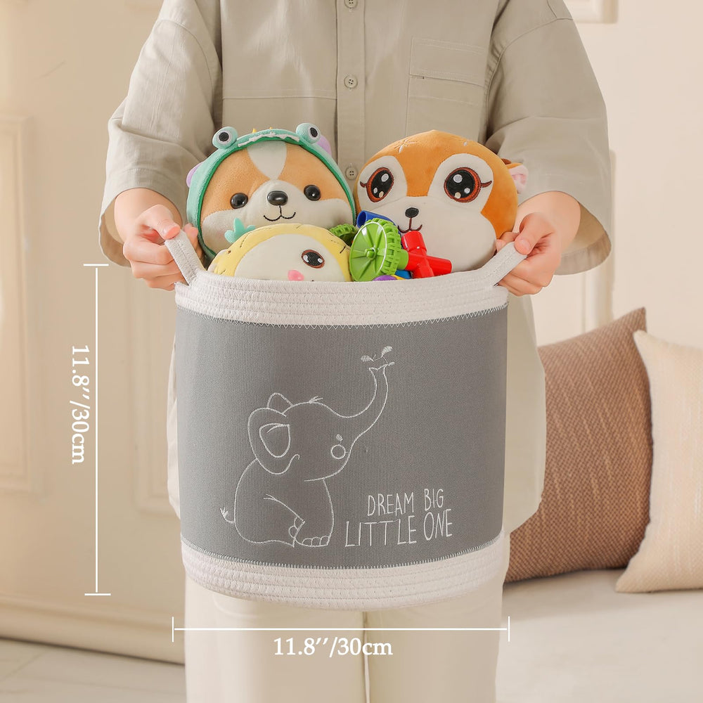 Tidelit elephant-design basket shown as charming nursery decor and storage solution.