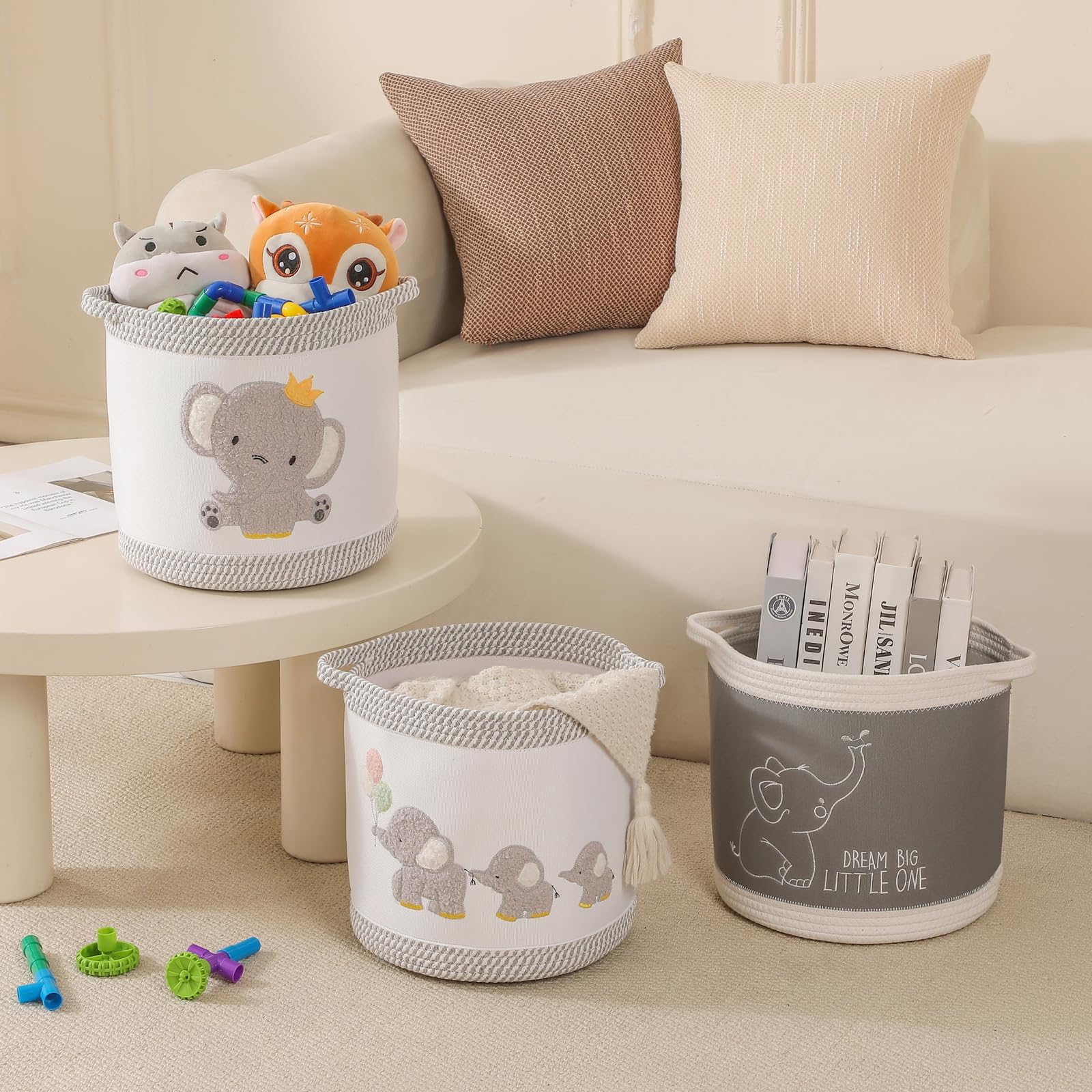 Tidelit three-piece nursery storage baskets foldable demonstrates versatile tidy solution