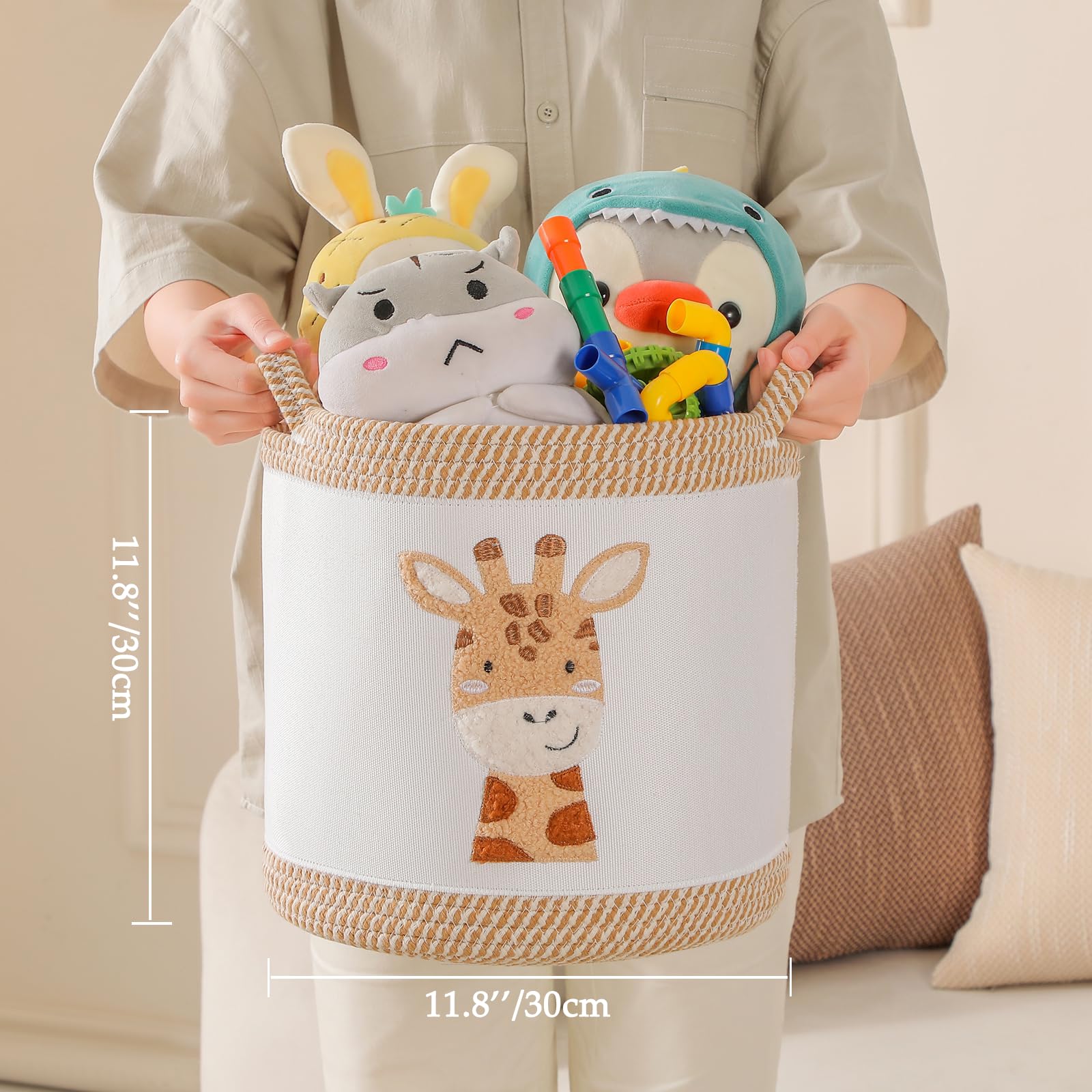 Tidelit toy basket 21-liter capacity for clothes or toys.
