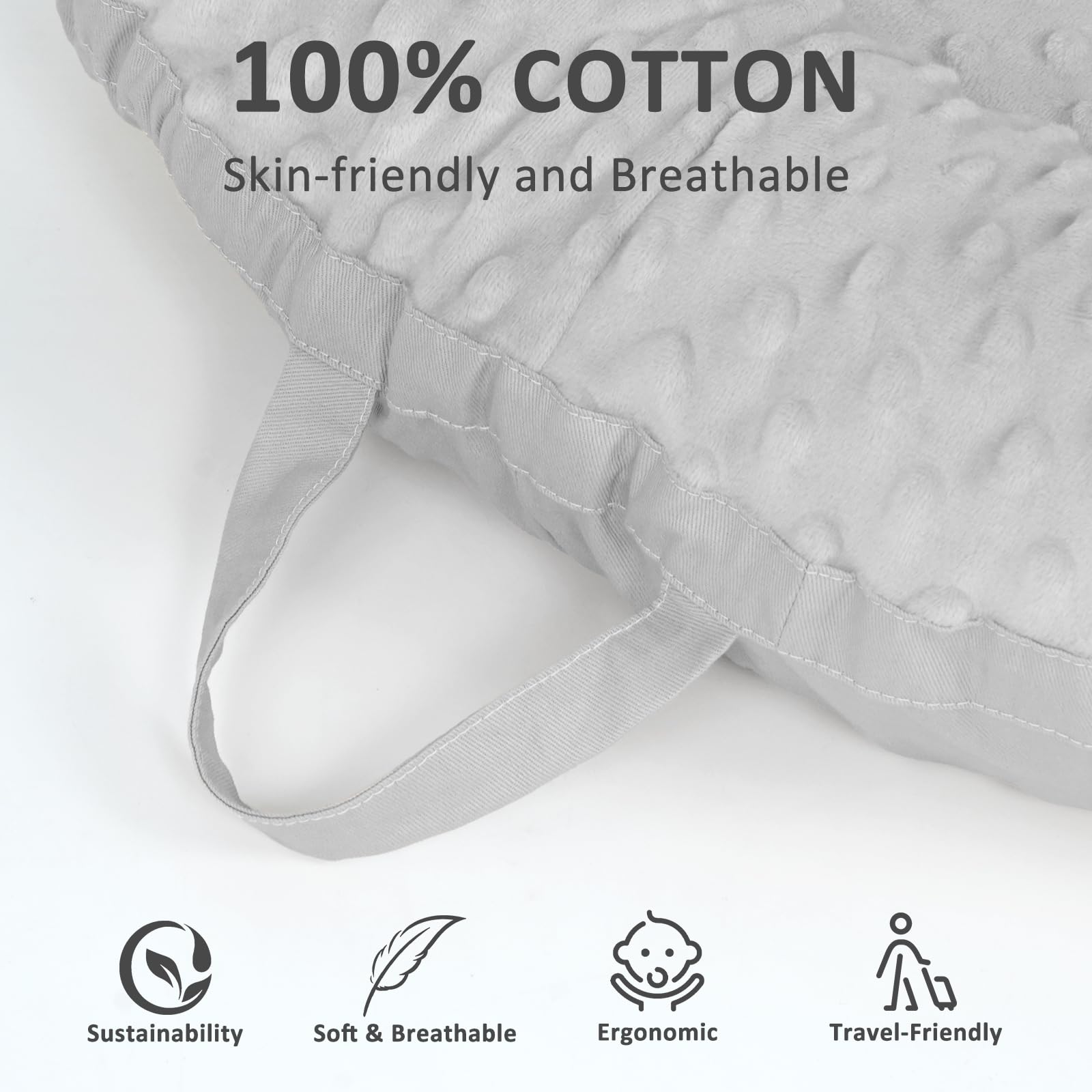 TidlyBear Baby Lounger side view highlights dual-sided cover for breathable cotton or plush velour.