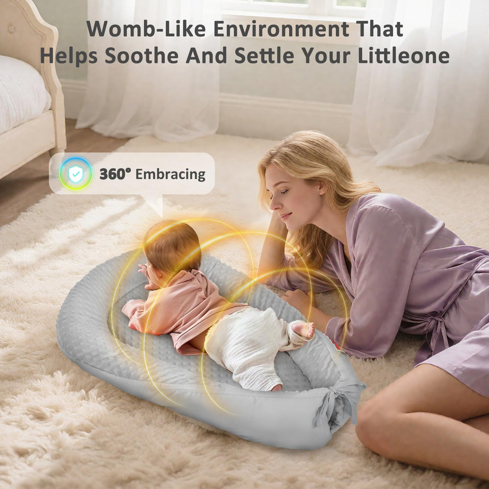 TidlyBear Baby Lounger supports head and neck during tummy time.