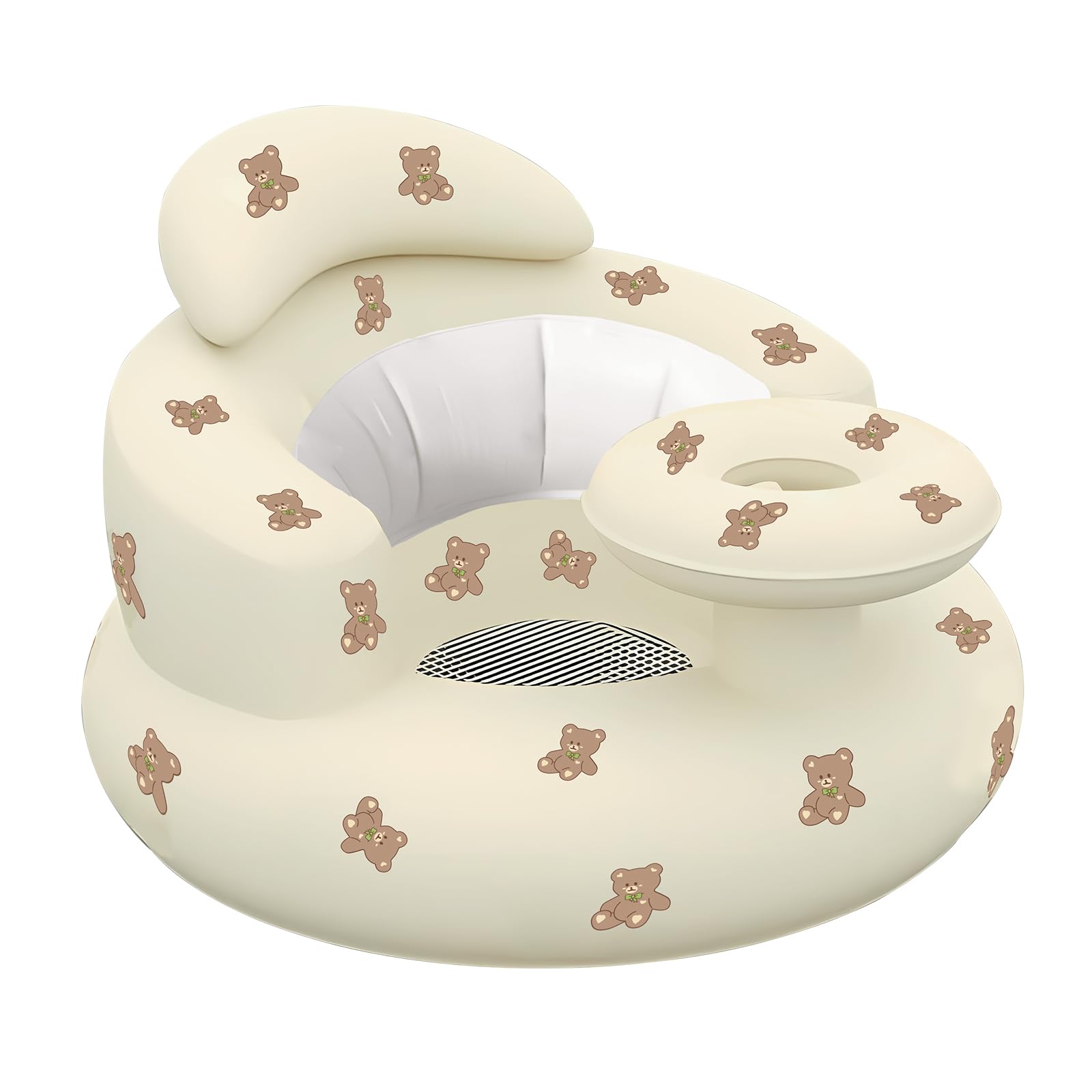 TIDNNS tray-equipped seat facilitates feeding during playtime.
