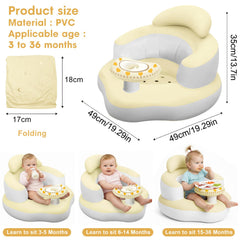 Tidnns inflatable baby seat yellow-white back-support for comfortable sitting.