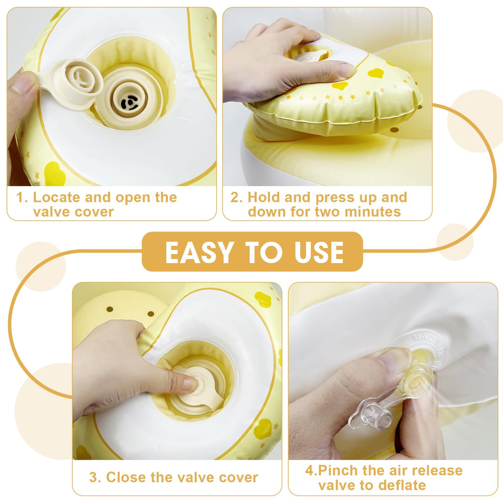 Tidnns inflatable baby seat yellow-white ergonomic design supports early sitting.