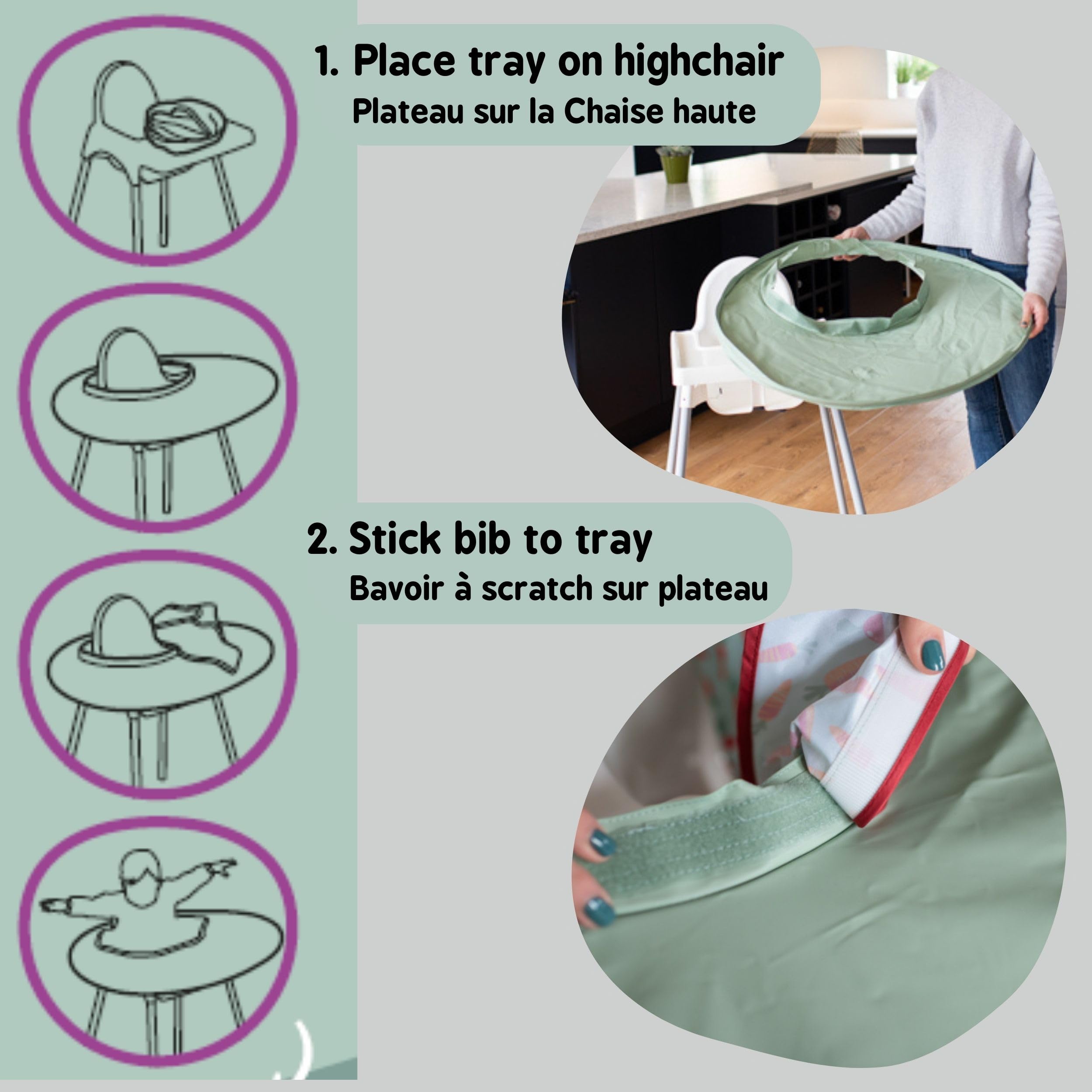 Tidy Tot suction cups attach to tables; not for textured surfaces