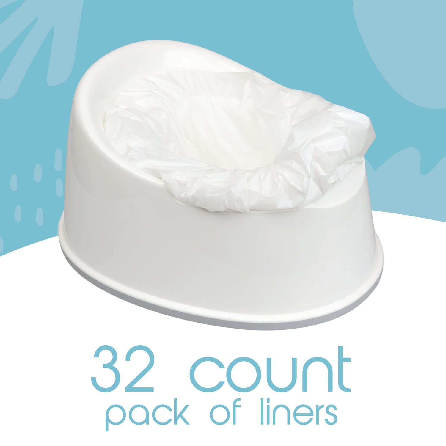Tidy Tots potty liner in use—seal-tight drawstring prevents spills.