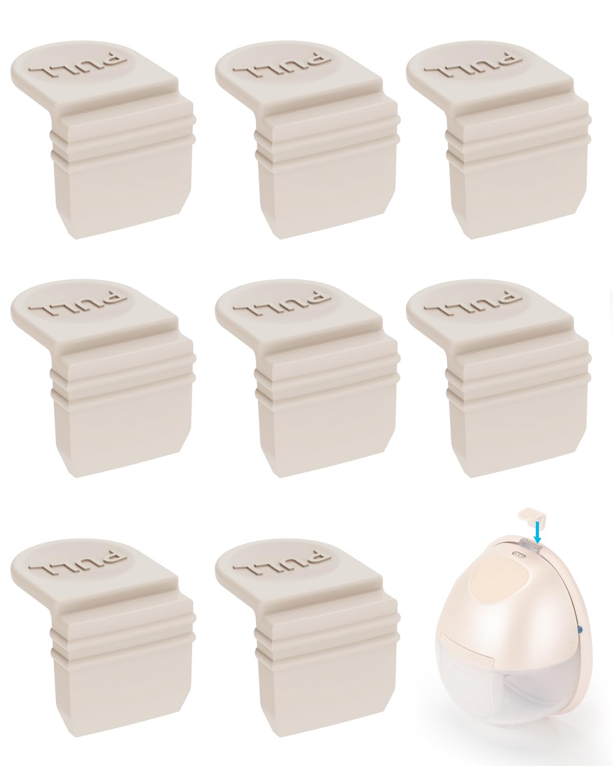 Tiga eufy spout cap closeup shows soft silicone seal for dust protection.
