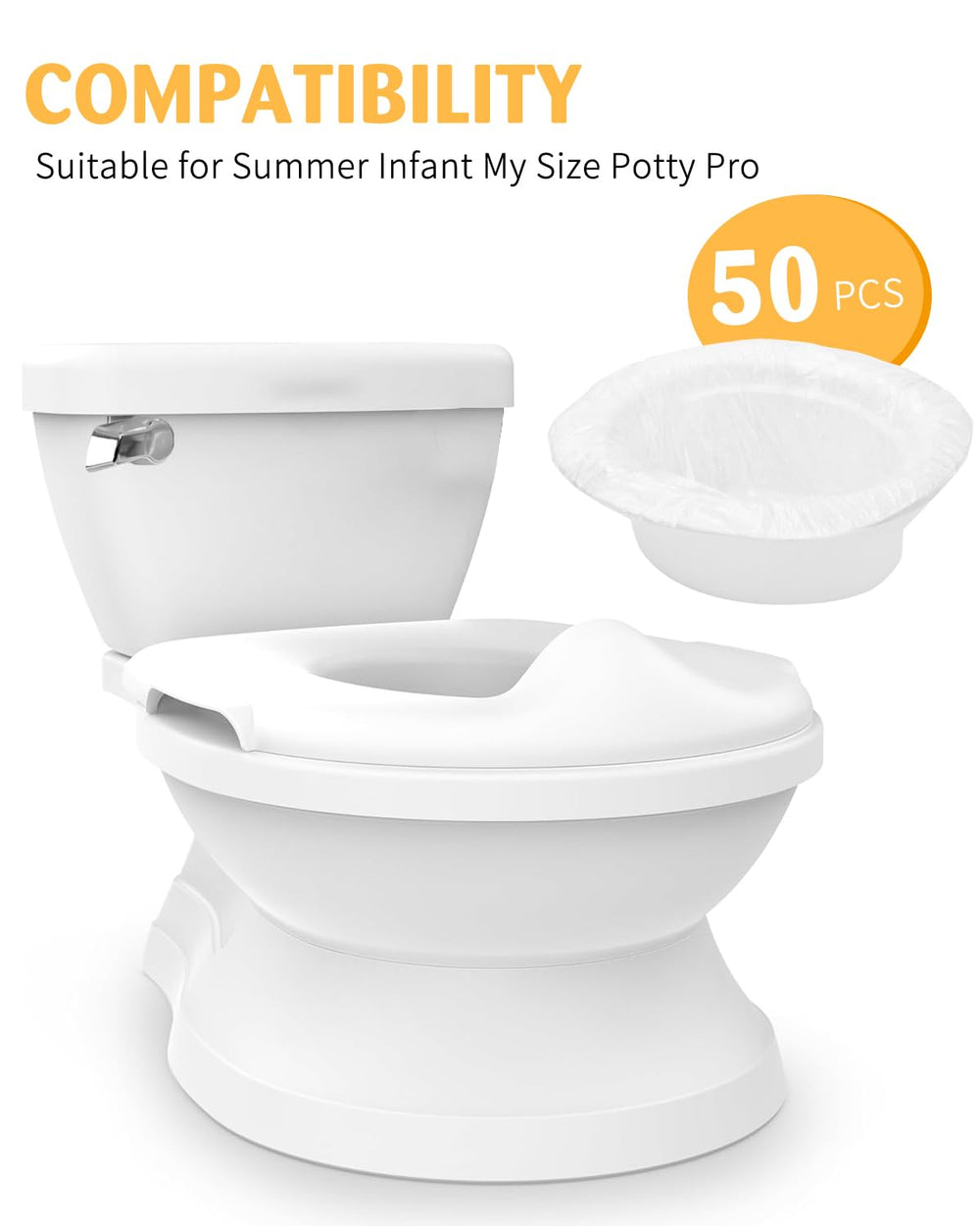Tiga potty liners elastic-fit design ensures secure placement during potty use.