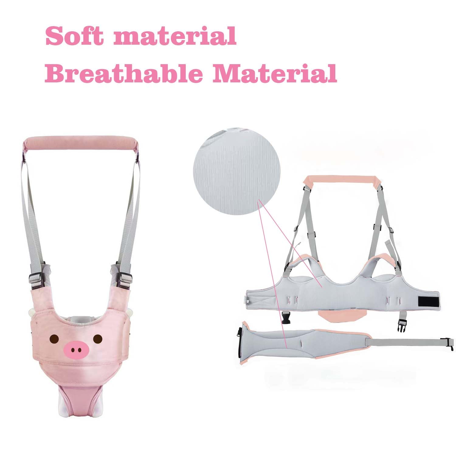 Tiger&Kitty pink pig adjustable strap highlights secure fit during practice sessions