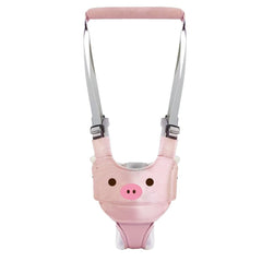 Tiger&Kitty baby walking harness pink pig side-wear demonstrates easy adjustability for growing toddlers
