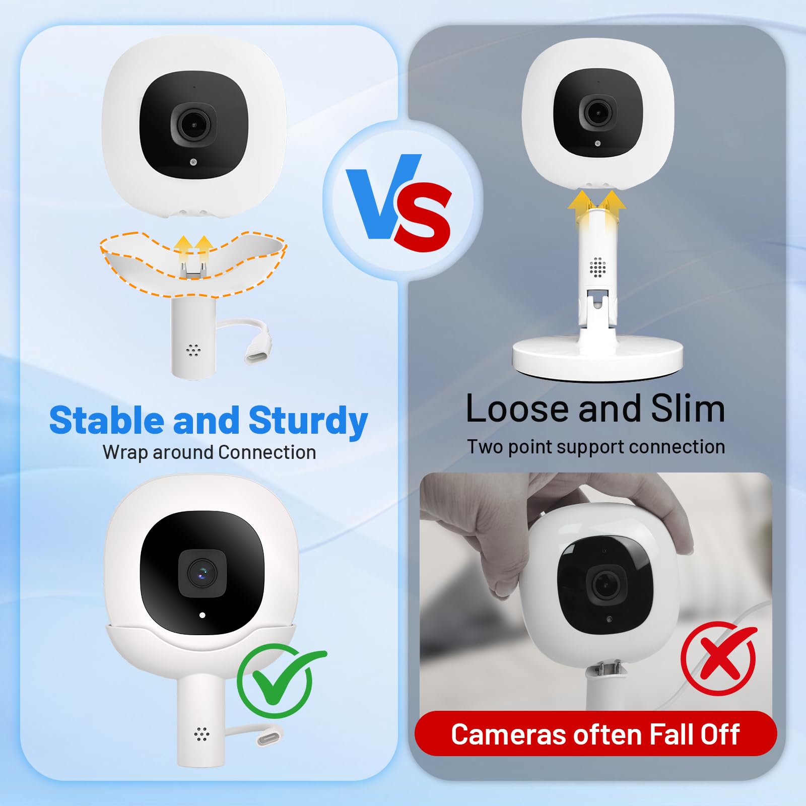 Tihii clip charger mount in travel setup with Nanit Plus, easy on-the-go camera security.