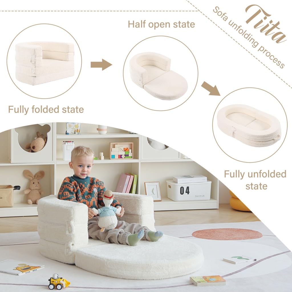Tiita 3-in-1 Kids Sofa Bed loungers mode for relaxed naps