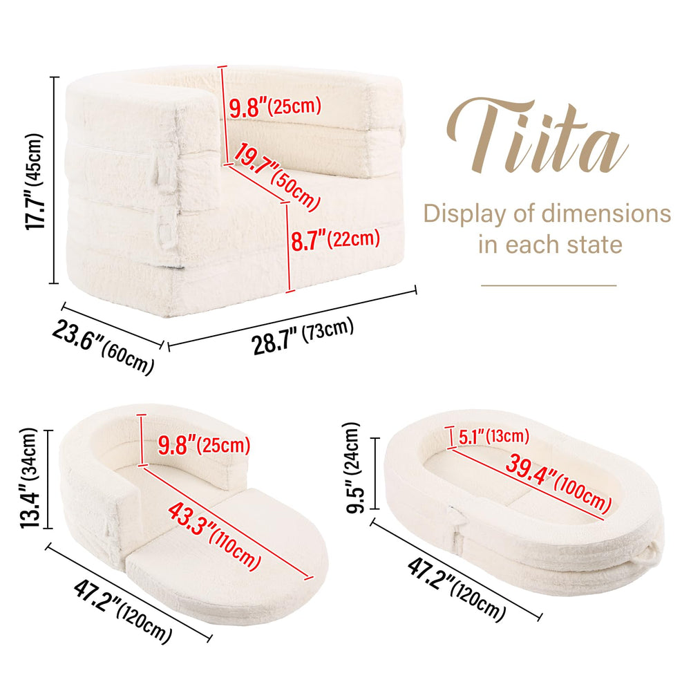 Tiita 3-in-1 Kids Sofa Bed machine-washable cover for quick refresh