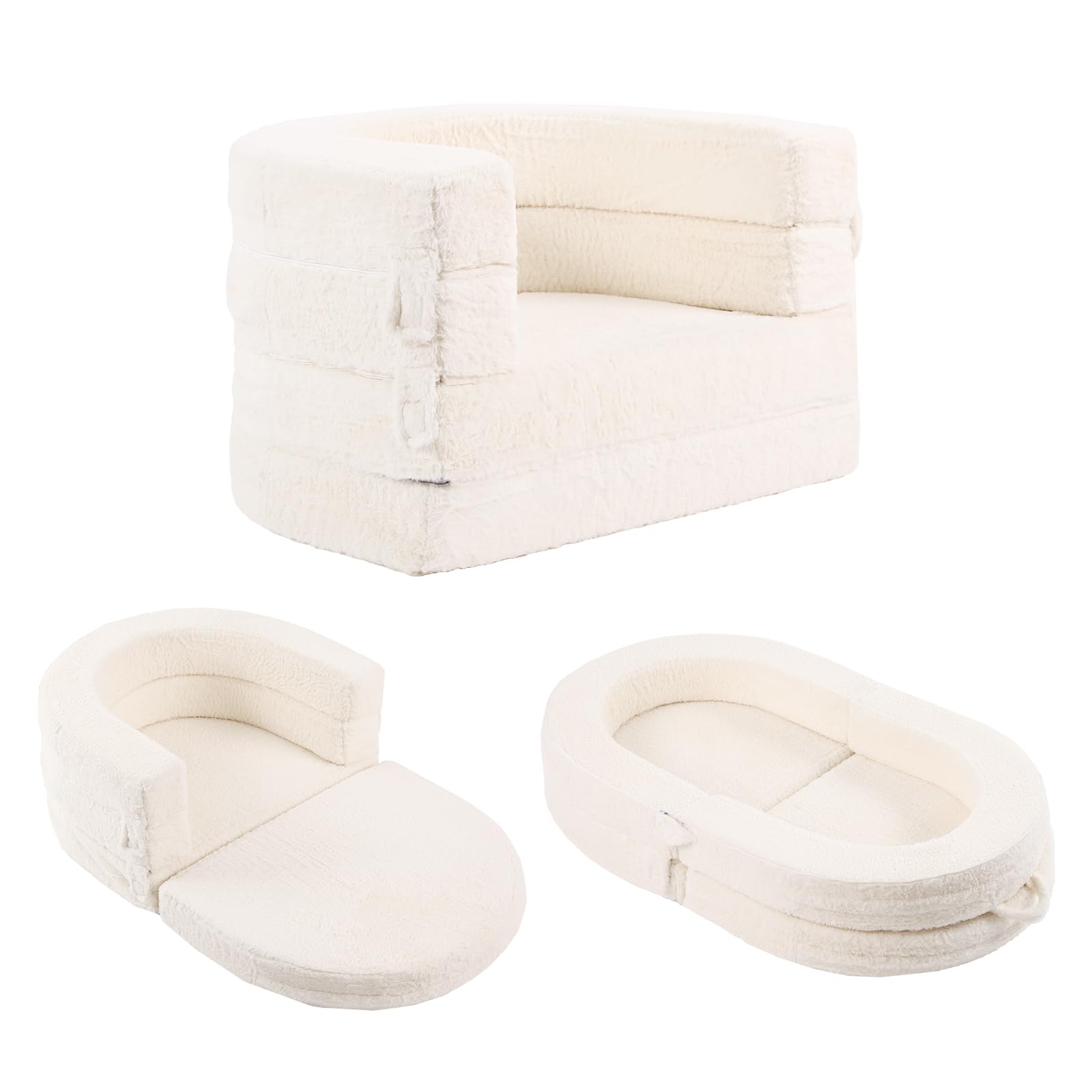 Tiita 3-in-1 Kids Sofa Bed soft fabric closeup for cozy seating