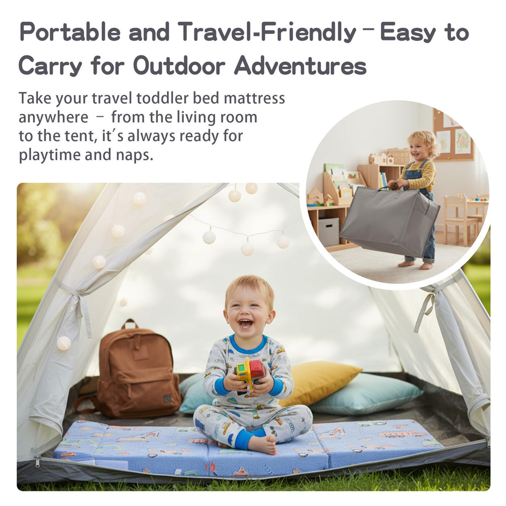 Tiita foldable floor mat blue dinosaur provides engaging design and supportive cushion.