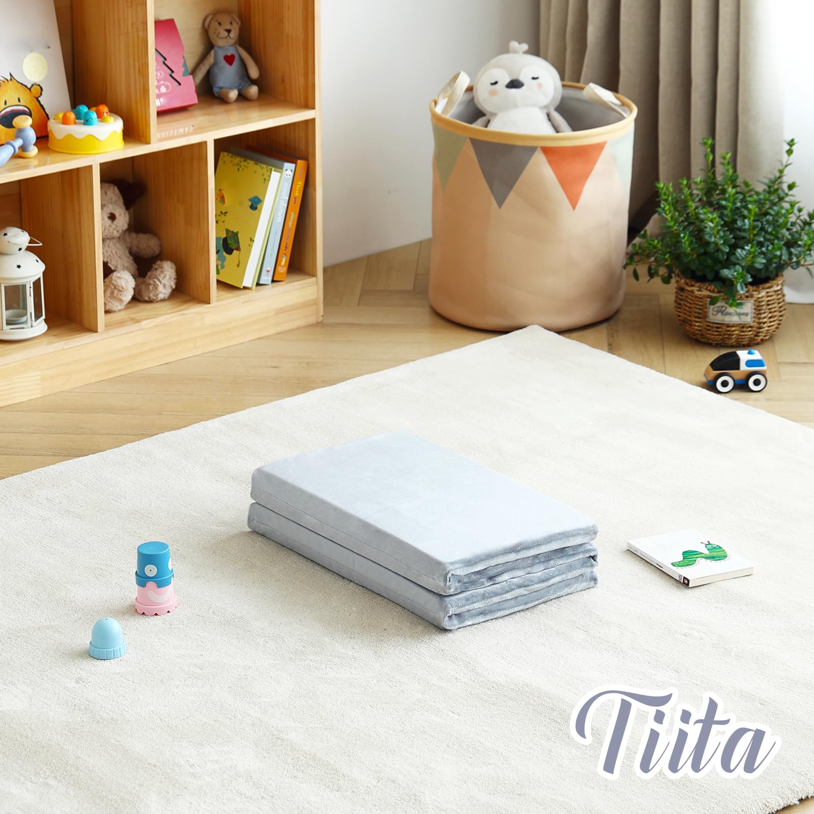 Tiita Kids Nap Mat in a bedroom setup for cozy naptime.