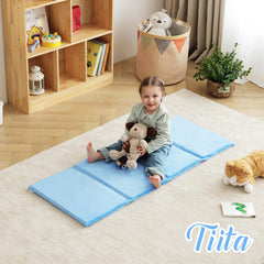 Tiita Kids Nap Mat blue 4-fold design enables easy setup