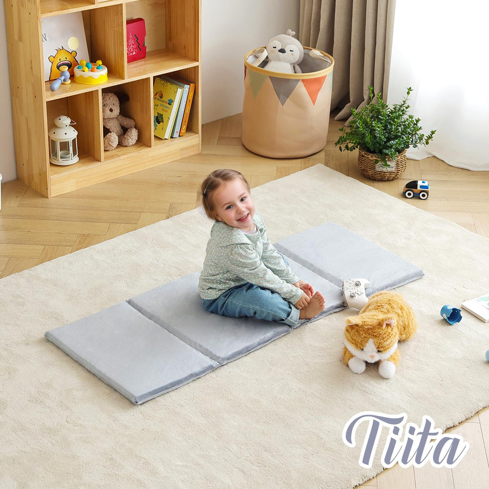 Tiita Kids Nap Mat portable use demonstrated for travel and daycare.