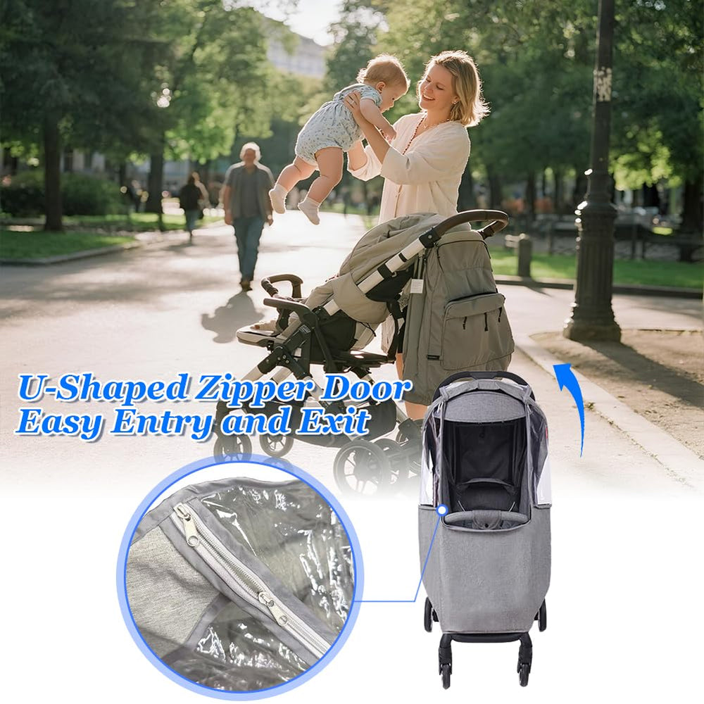 Tiiyee stroller rain cover inside view highlights breathable EVA material
