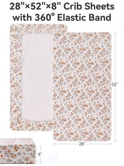 TILLYOU 2-pack muslin crib sheets elastic edge; snug, smooth fit