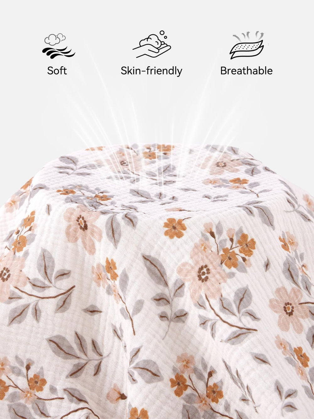 TILLYOU 2-pack muslin crib sheets on 52x28 crib; secure fit for wiggle-prone naps