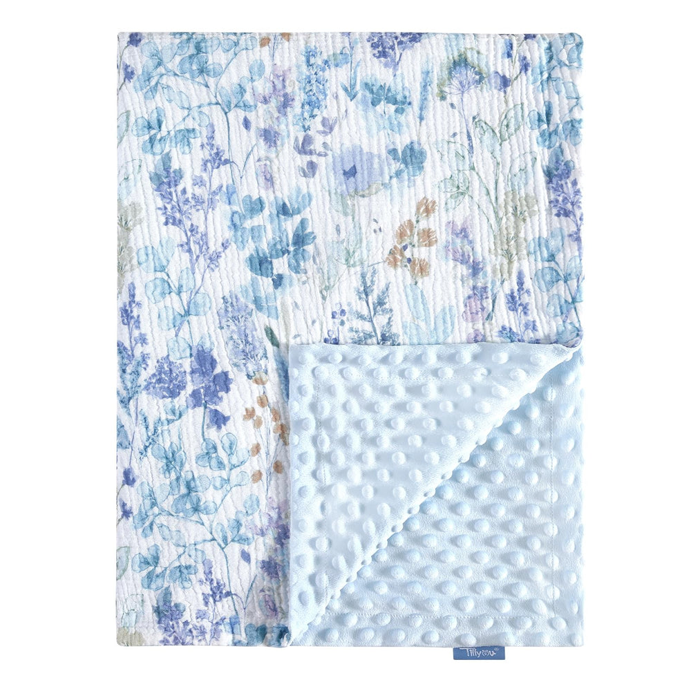 TILLYOU baby blanket dual layer close up showing breathable muslin and plush warmth