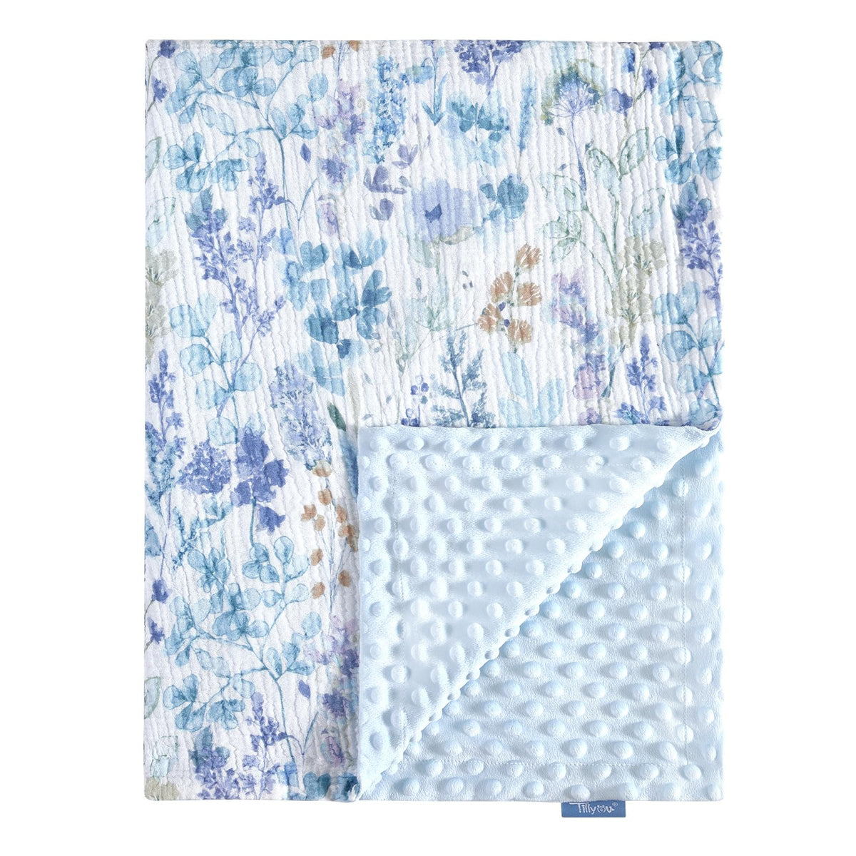 TILLYOU baby blanket dual layer close up showing breathable muslin and plush warmth