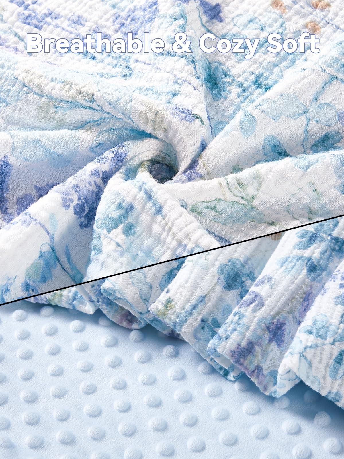 TILLYOU baby blanket minky back texture shows gentle 3D nubs for soothing cuddles