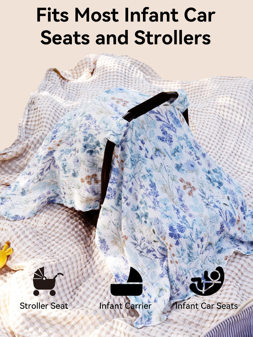 TILLYOU car seat cover with UV and insect protection in everyday travel