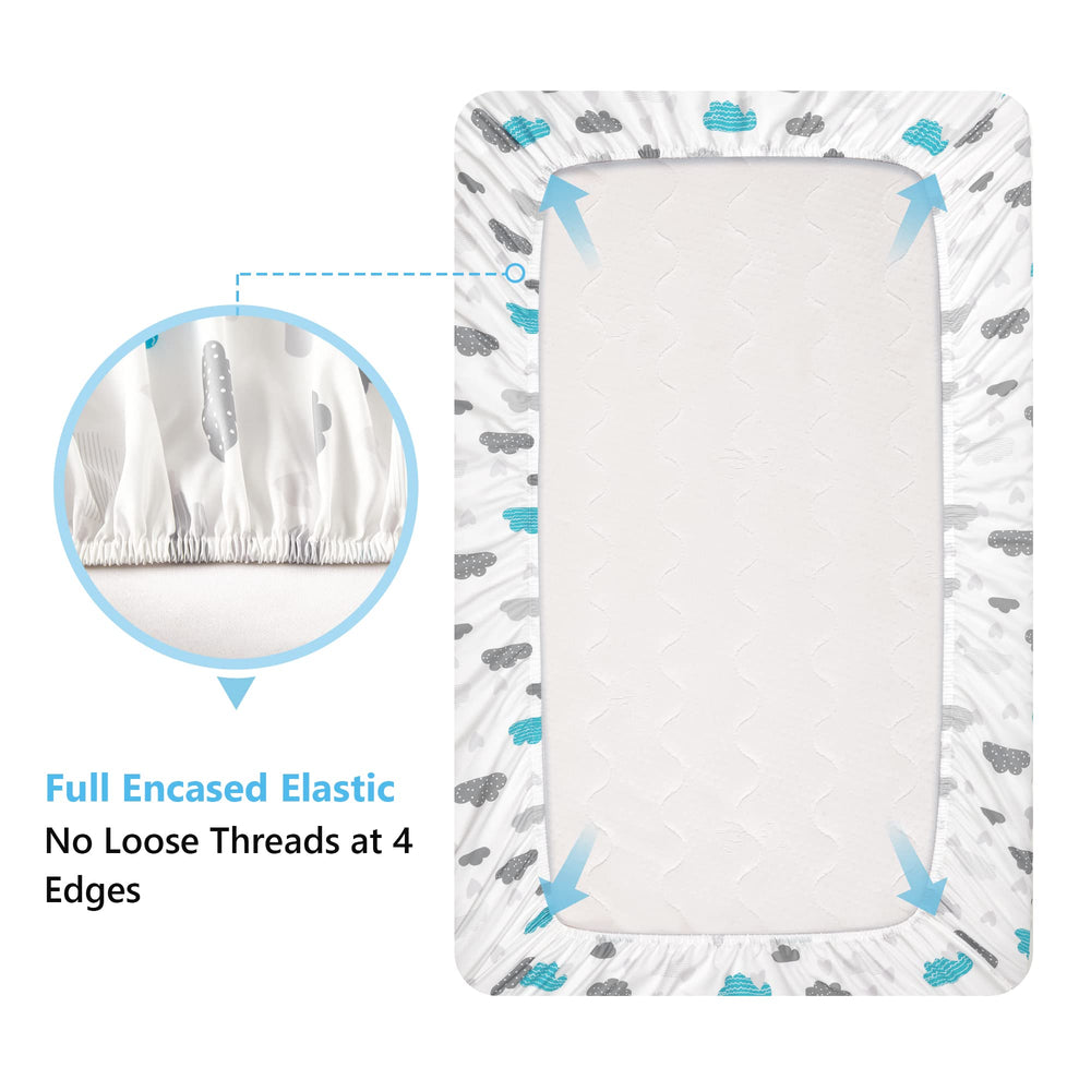 TILLYOU standard 28x52 crib mattress fit with snug elastic edges.
