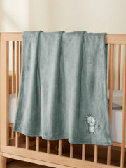 TILLYOU baby fleece blanket grey lion in stroller for travel comfort