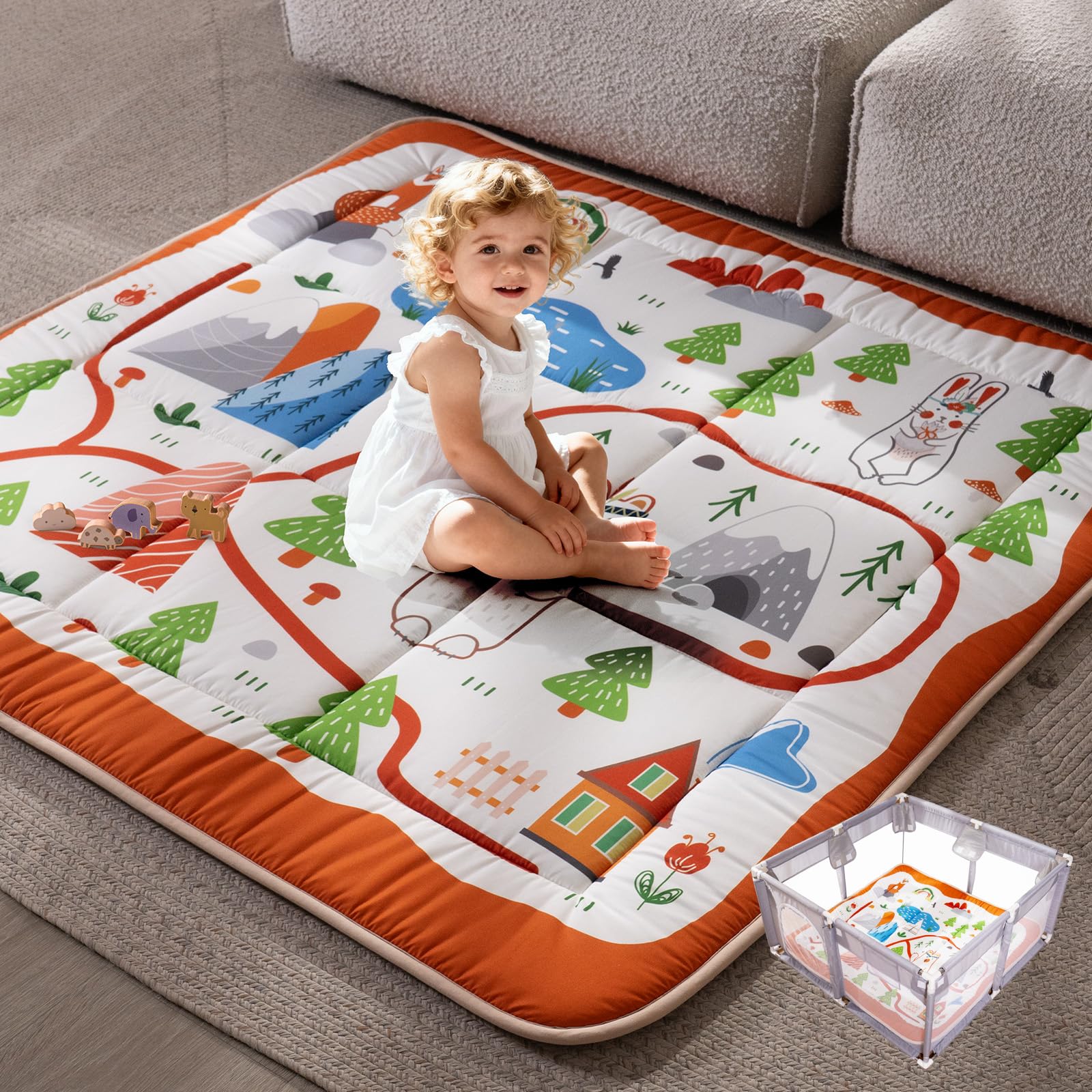 TILLYOU baby play mat 50x50 cushions tumbles for safer crawling.