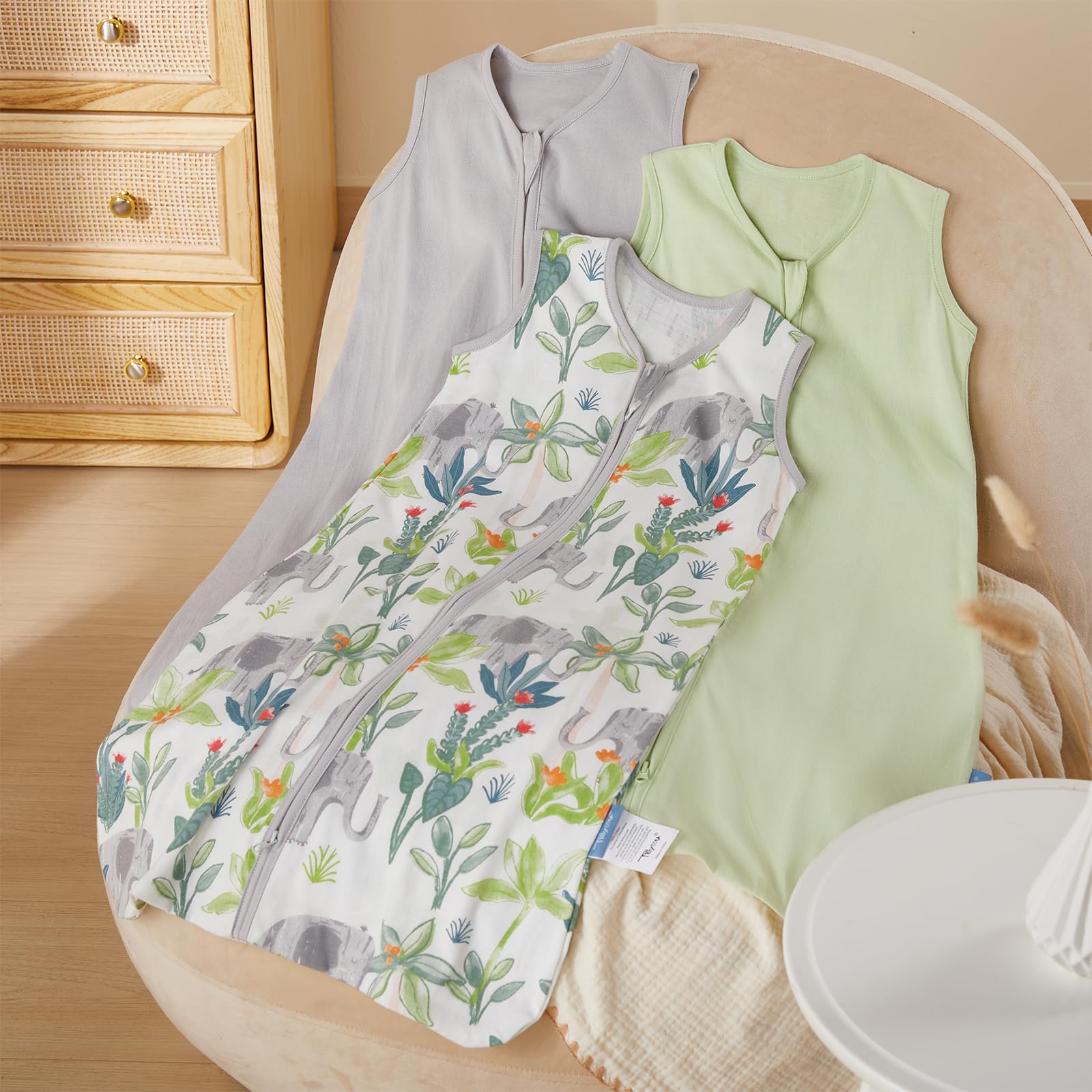 TILLYOU sleep sack with 2way zip for quick diaper changes