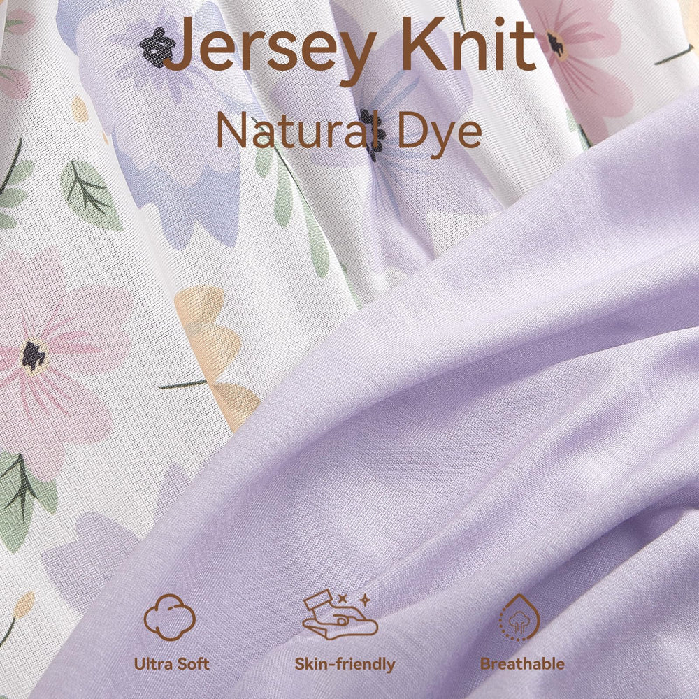 TILLYOU changing pad cover purple soft jersey for skin-friendly comfort during diaper changes.