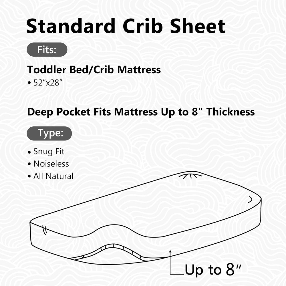 TILLYOU fitted sheet on standard crib mattress shows snug fit with deep pockets