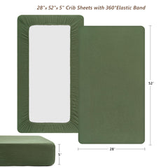TILLYOU light-green crib sheet folded shows soft muslin texture and ease of use.