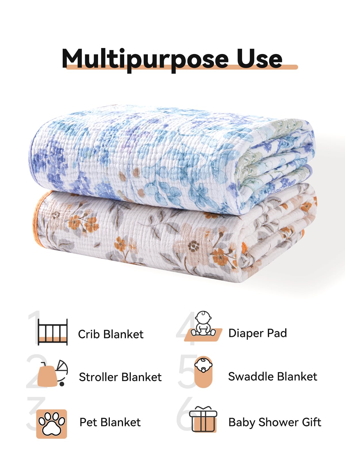 TILLYOU muslin blanket multiuse as nursing cover or stroller shade