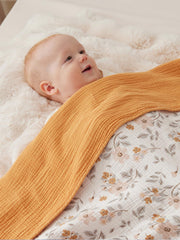 TILLYOU muslin blanket yellow flower pattern bright nursery decor