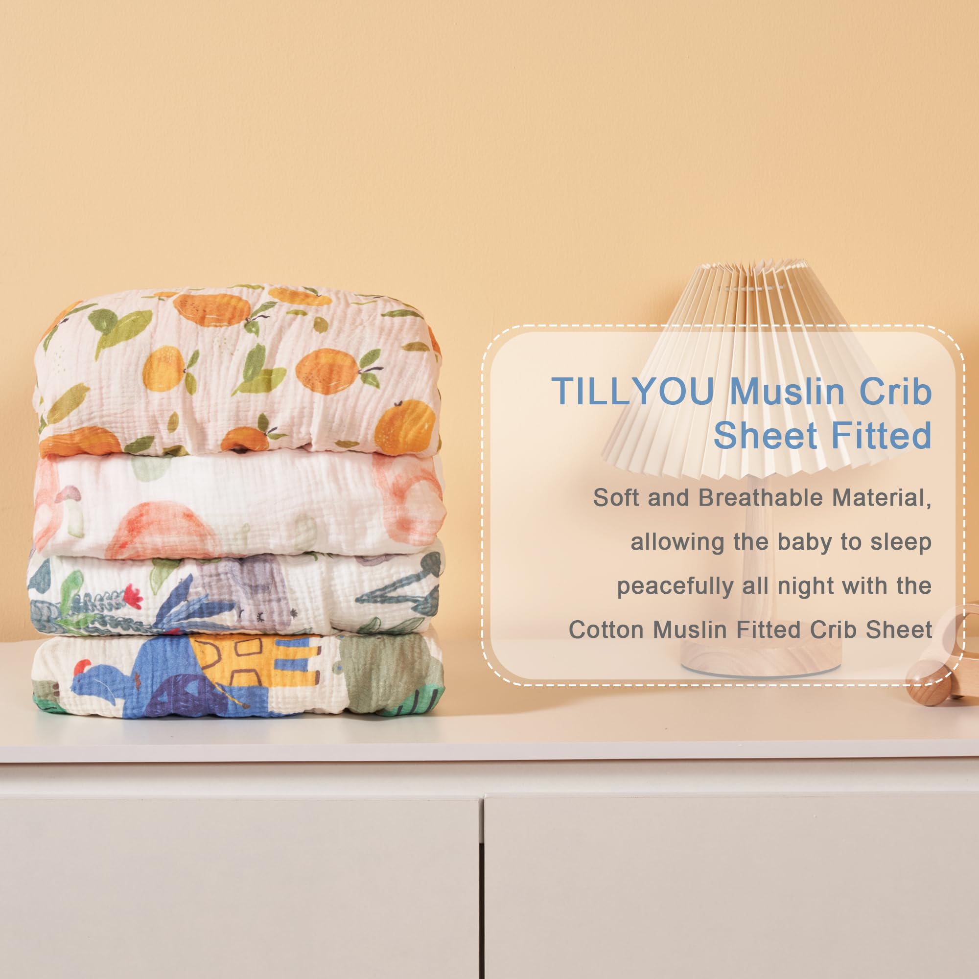 TILLYOU easy-care machine-wash crib sheet maintains softness after cold cycles