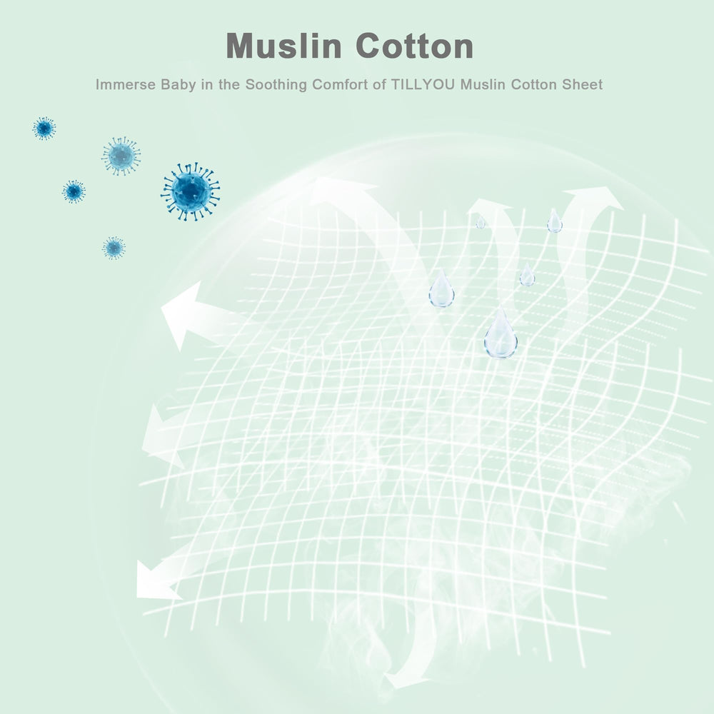 TILLYOU muslin crib sheet machine-wash-friendly for easy cleaning.
