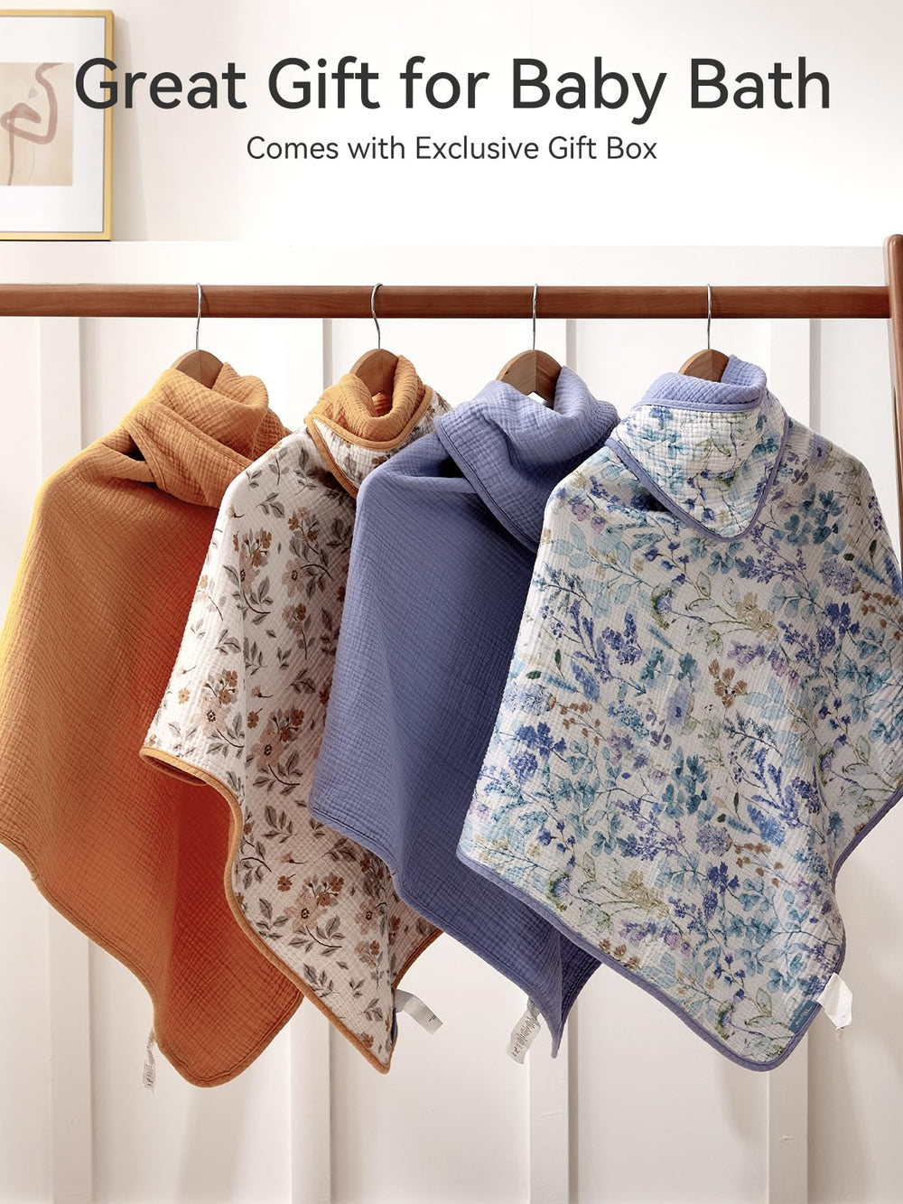 TILLYOU muslin hooded towel provides full-body coverage after bath