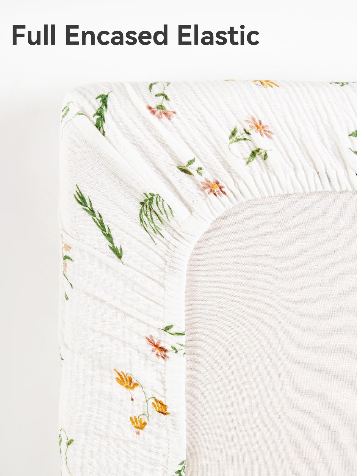 TILLYOU muslin mini crib sheets daisy color options for nursery style