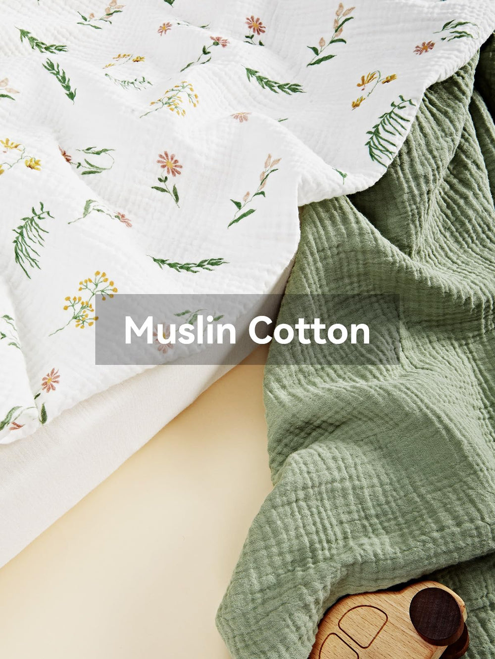 TILLYOU muslin mini crib sheets daisy on mattress with secure elastic fit