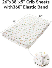 TILLYOU muslin mini crib sheets daisy on mattress showing wrinkle-free fit