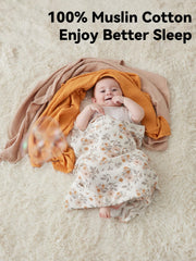 TILLYOU muslin swaddle 3-pack yellow flower open-close: versatile, easy to wrap newborns.