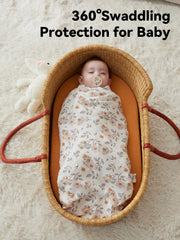 TILLYOU muslin swaddle yellow flower folded: compact storage and quick swaddling.