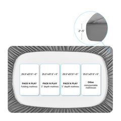 TILLYOU deep-pocket 1-3 inch keeps sheet in place on play yards.