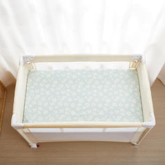 TILLYOU pack-n-play-sheet soft-knit closeup shows gentle texture and easy-care durability