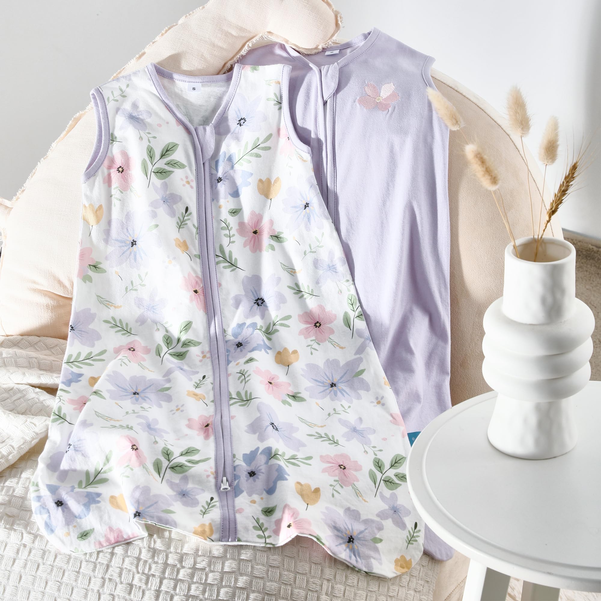 TILLYOU pre-shrunk, machine-washable sleep sack for easy care.