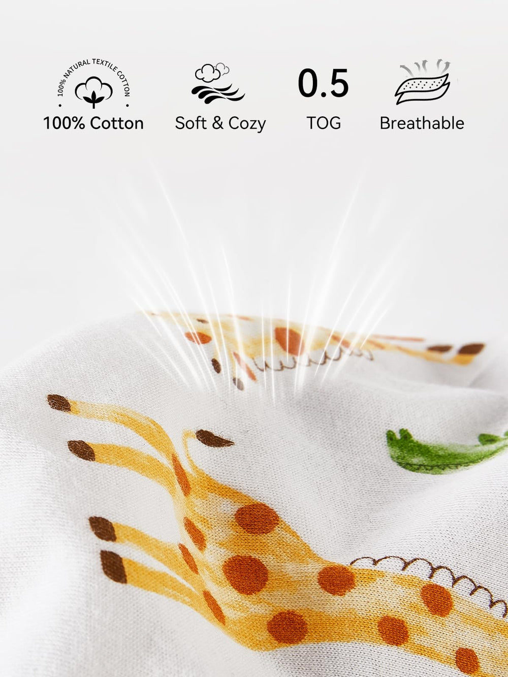 TILLYOU easy-care fabric keeps the sleeping sack durable and machine-washable.